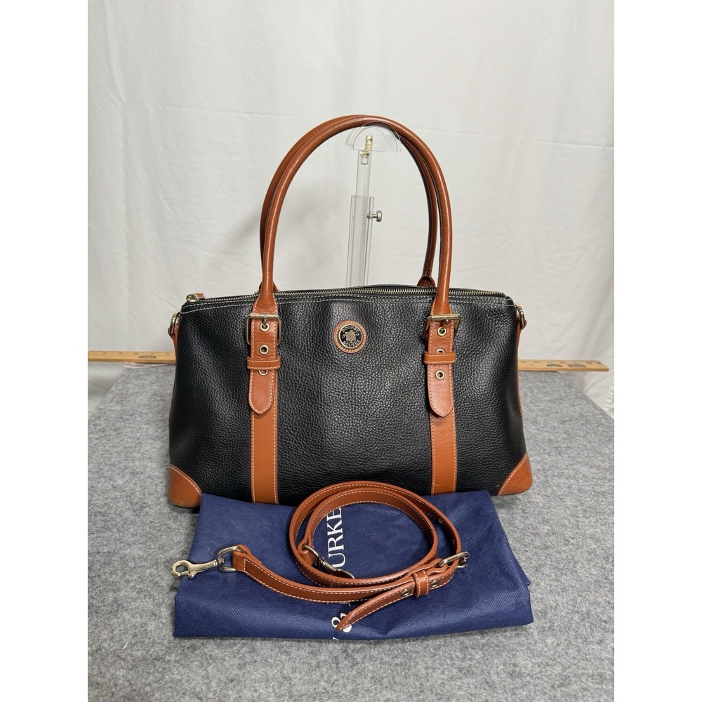 Dooney‎ & Bourke Large Domed Satchel Purse Bag Black Shoulder Strap & Dust Bag